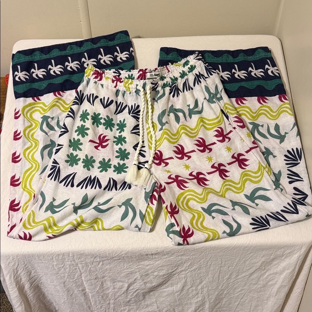CELARDINE ARTWORK BY Daniella Manini WOMENS XS WIDE LEG PANTS - Picture 3 of 8